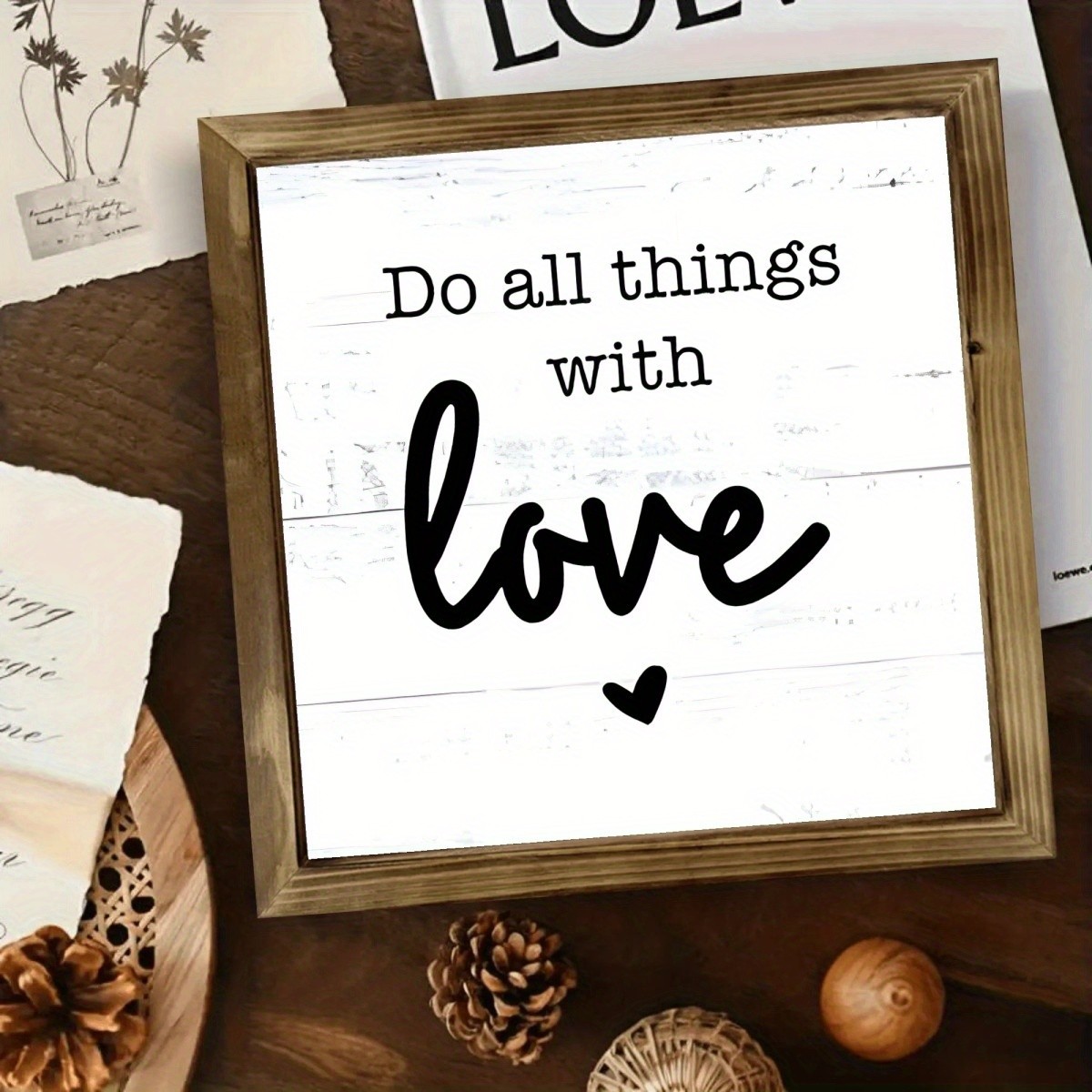 Do All Things With Love Inspirational Wooden Sign Wall Art Indoor Outdoor Decor