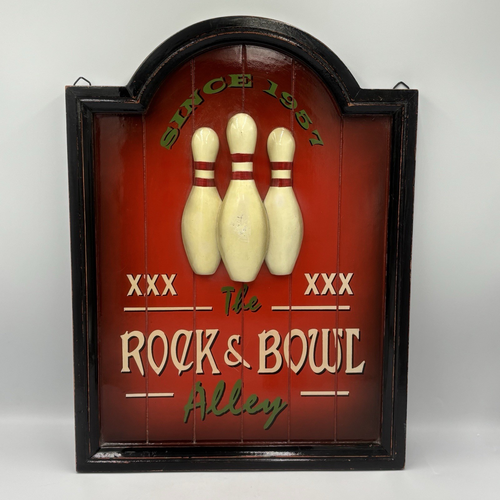 The Rock & Bowl Alley Plaque Wall Decor 2005 Pins Are 3D ~16”x12”