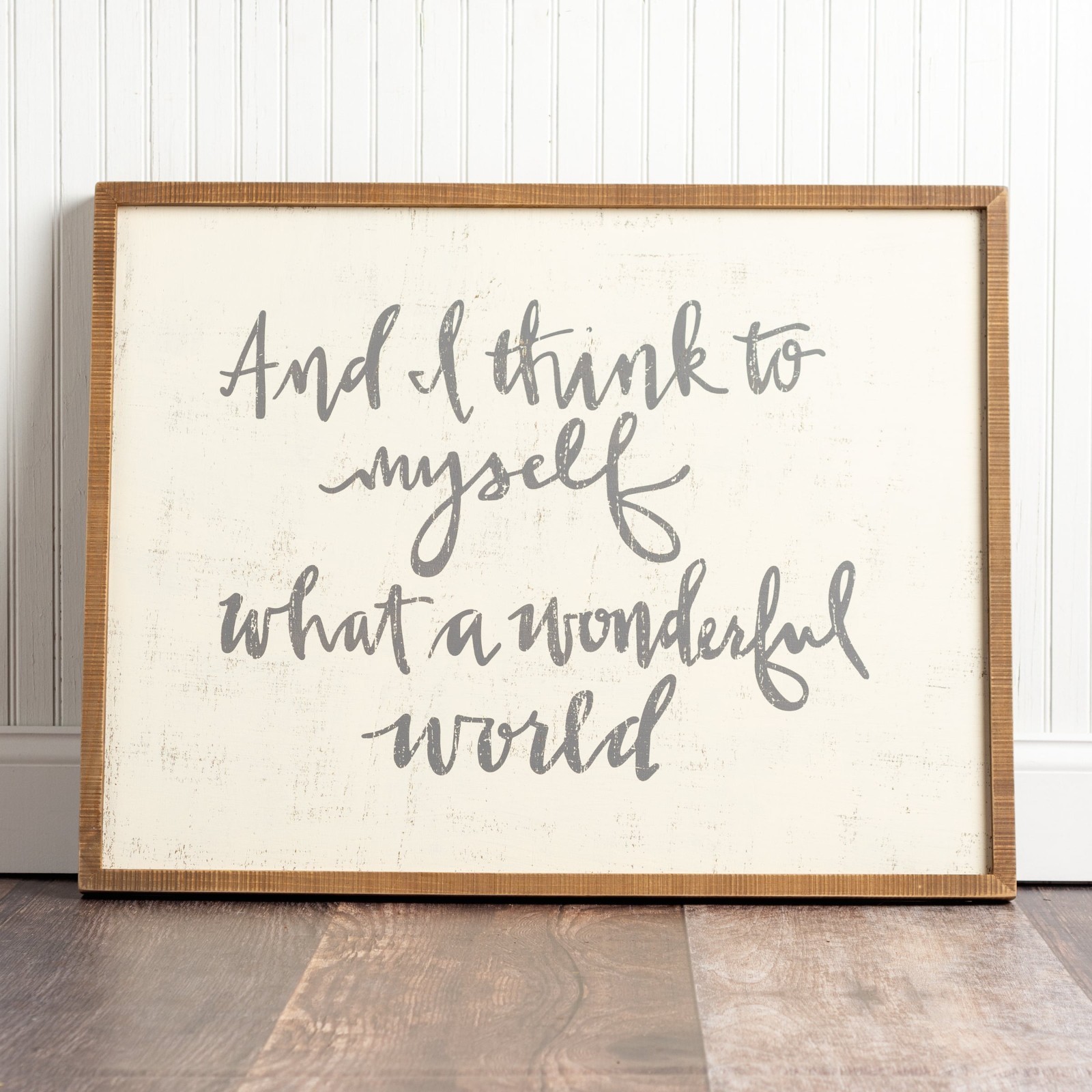 Primitives by Kathy What A Wonderful World Large Inset Wood Box Sign 32×25