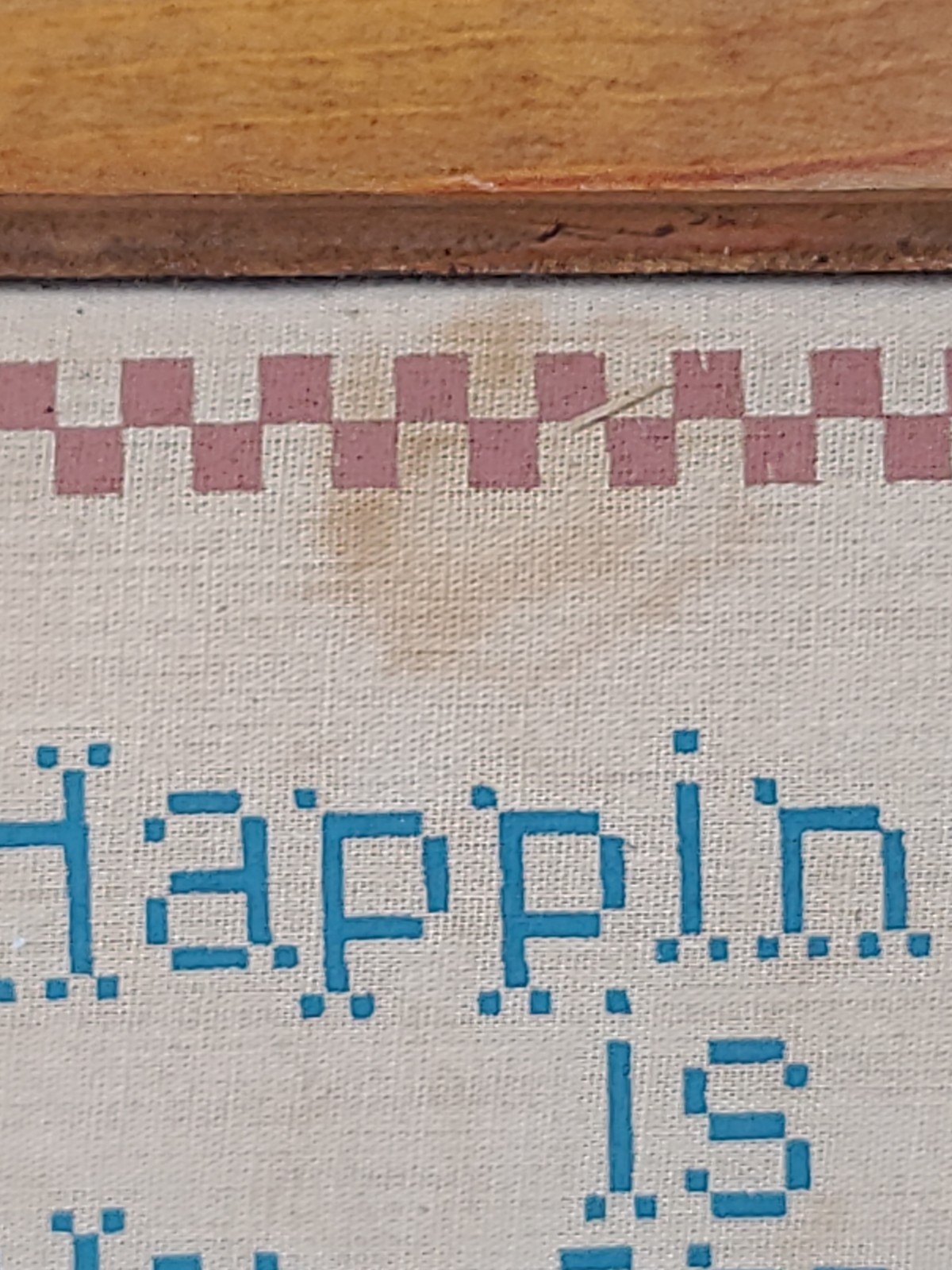 Vintage Framed “Happiness Is Homemade” Printed Fabric Wall Hanging Rustic…