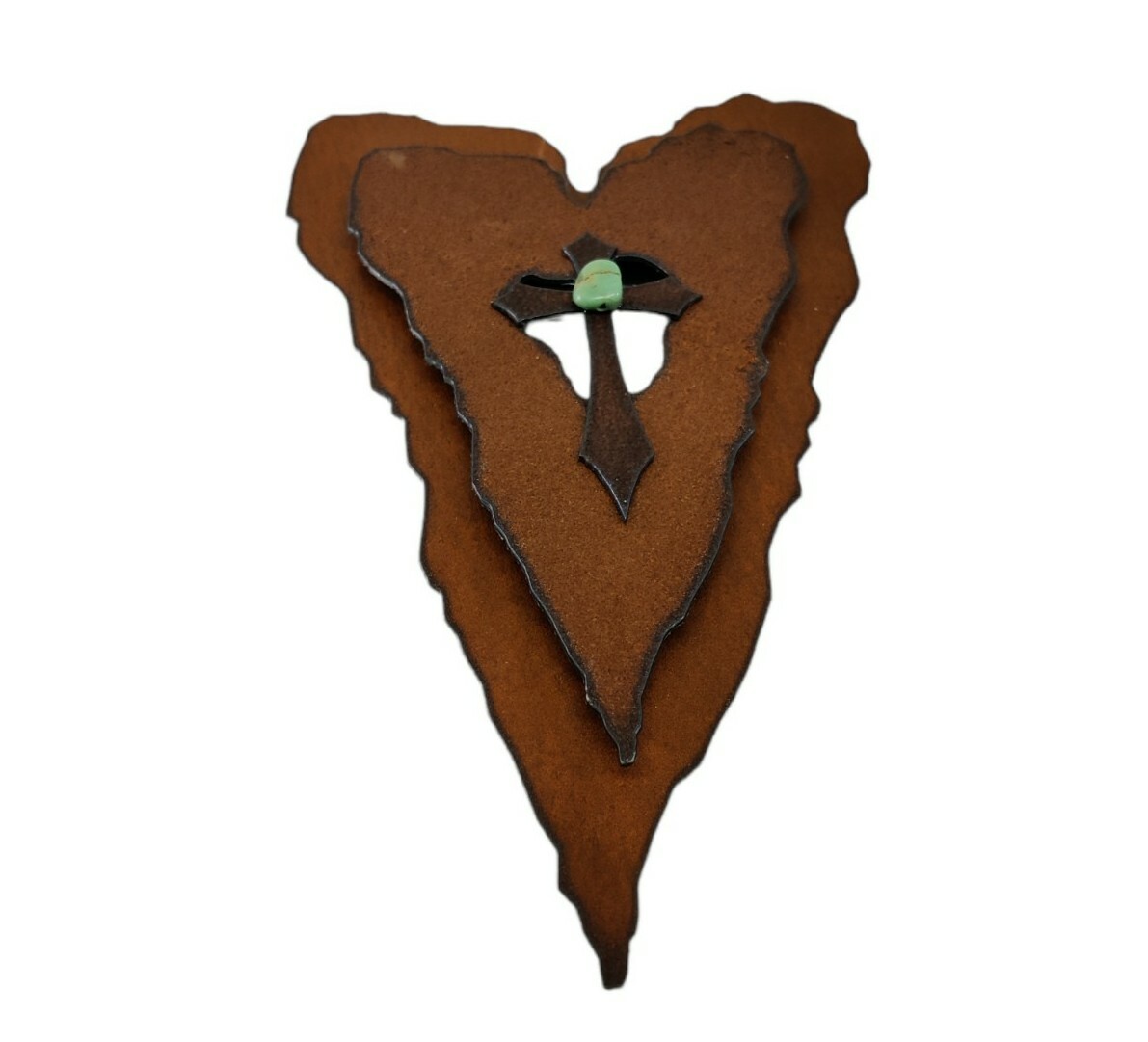 Second to None Heart Cross Metal Turquoise Wall Decor