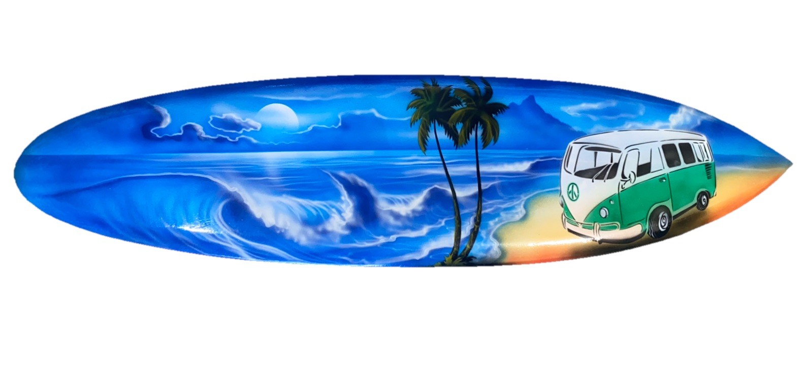 40” VW BUS AIR BRUSHED CARVED WOOD SIGN WALL ART TROPICAL PATIO TIKI DECOR