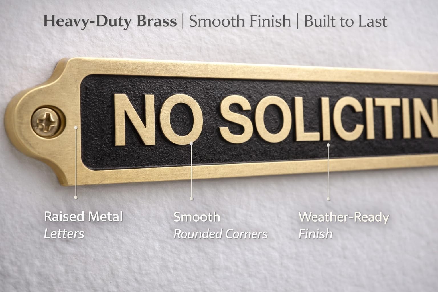 NO SOLICITING Decorative Metal Door Sign 22×5 cm with Mounting Hardware for Home