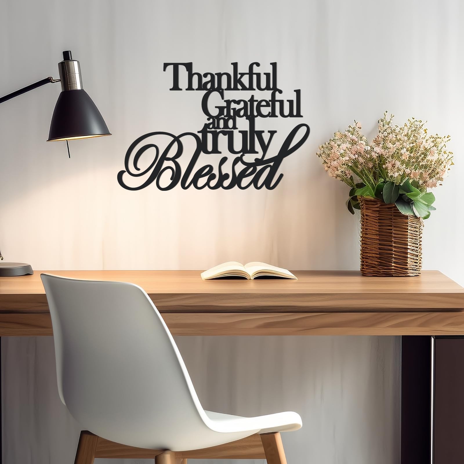 KOYILTD Classic Thankful Grateful Blessed Wall Decor – Black Medium,