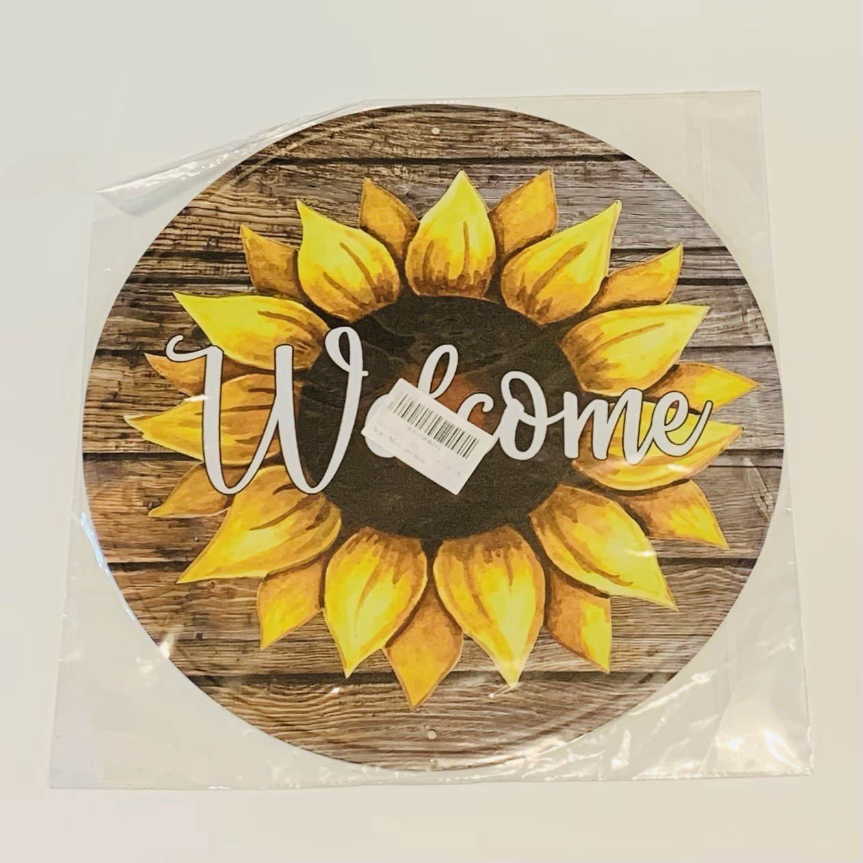Welcome Sunflower 12” x 12” Round Circle Metal Tin Sign Hanging Wall Art Decor