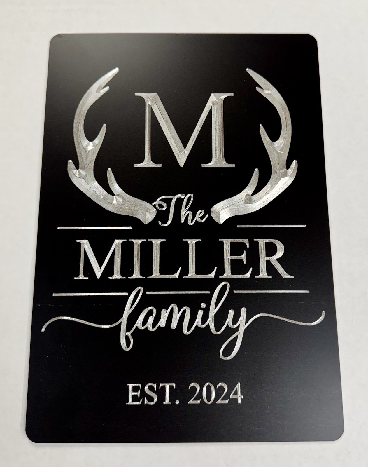 Engraved Personalized Family Name Deer Antler House Home Welcome Sign 7×10