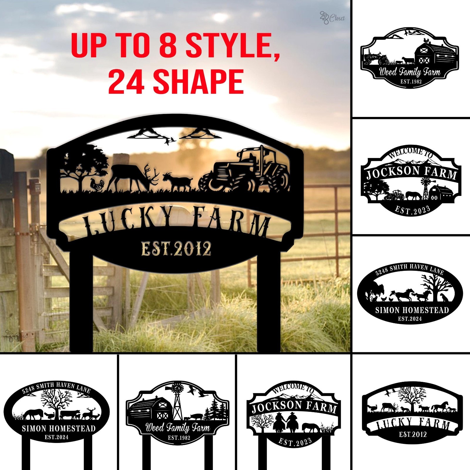 Custom Farm Sign, Personalized Metal Tractor Barn,Gift for farm,Family Farm Sign