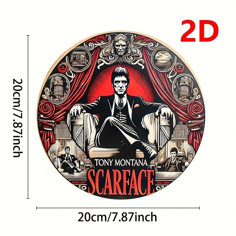 2D Flat “Scarface” Vintage Aluminum Wall Decor – Tin Metal Signs Suitable for Ho
