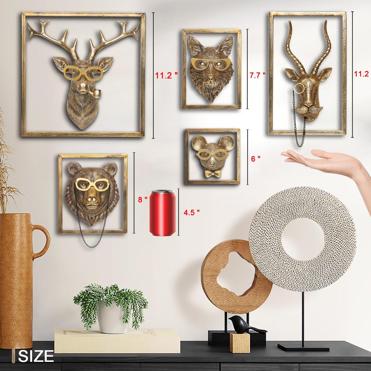 Animal Heads Wall Decor (Includes Metal Frame) Resin Animals Sculptures Head …