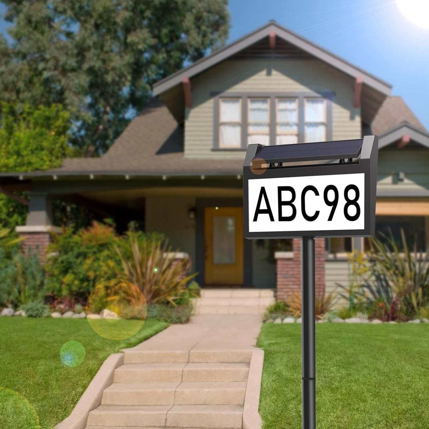 Solar LED House Number Sign 3-Color Waterproof Outdoor Yard Street Home