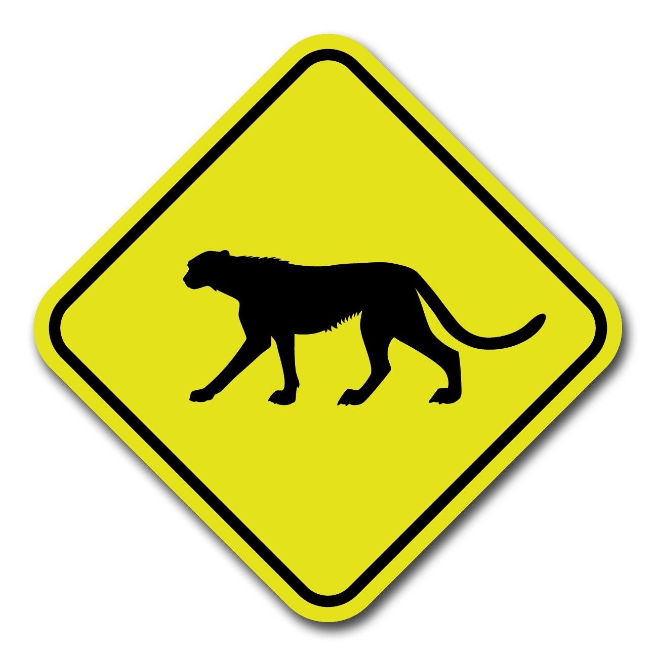 Cheetah Crossing ~8″ Diamond Yellow Aluminum Road Street Trail Sign Gift Decor