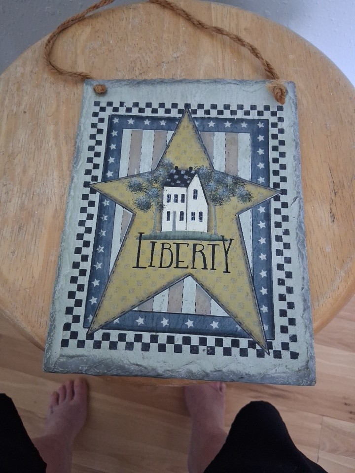 Crazy Mountain Country Patriotic “LIBERTY” Slate Look Wall Plaque 6″ X 8″