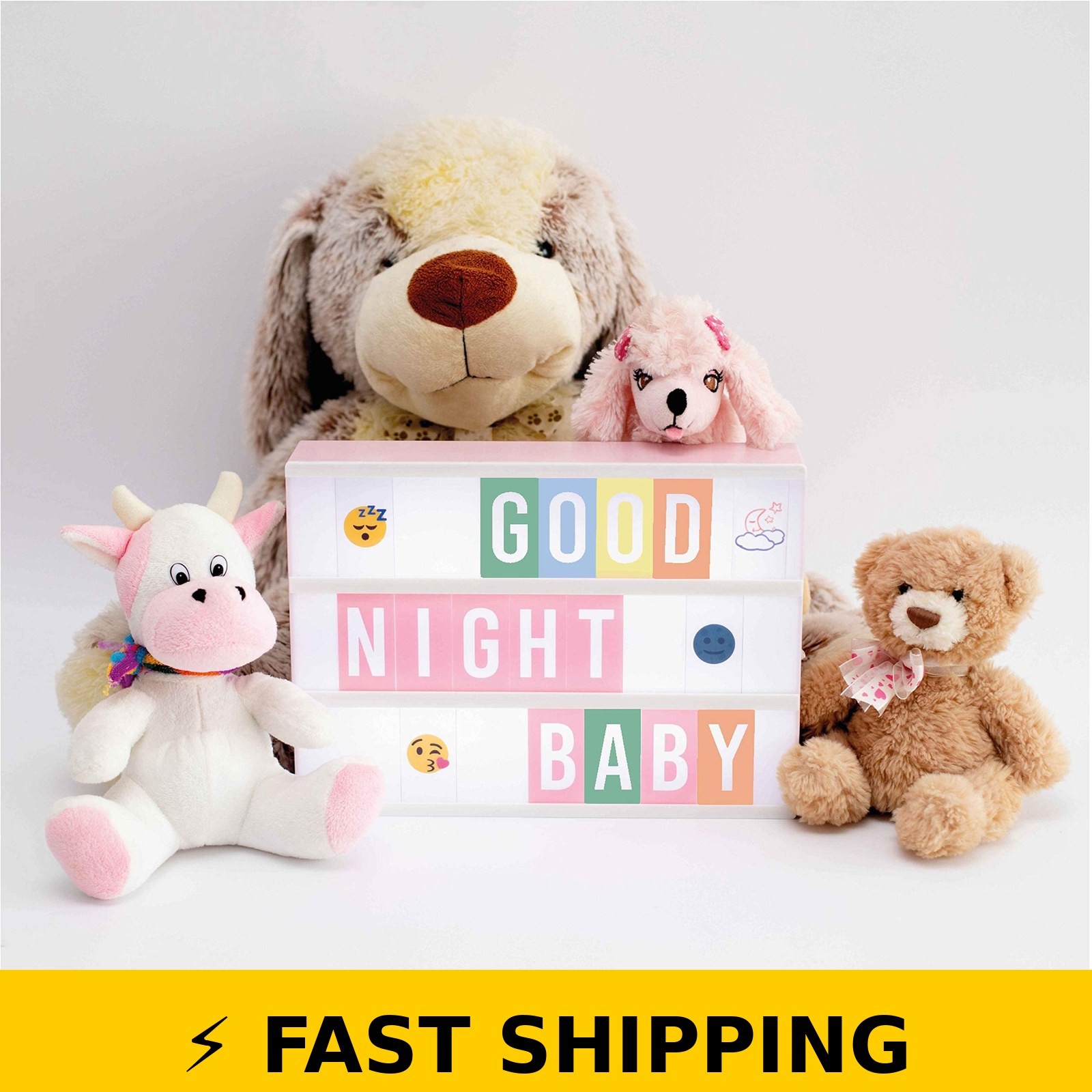 BONNYCO Pink Cinema Light Box with 400 Letters & Emojis