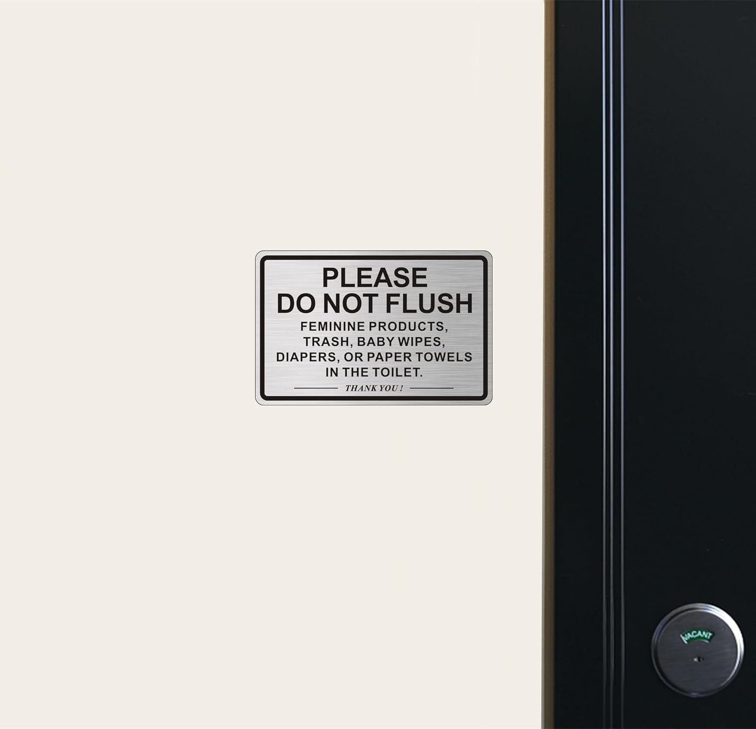 (2 PACK) Do Not Flush Sign for 9 x 6 inches, Brushed Aluminum /Black