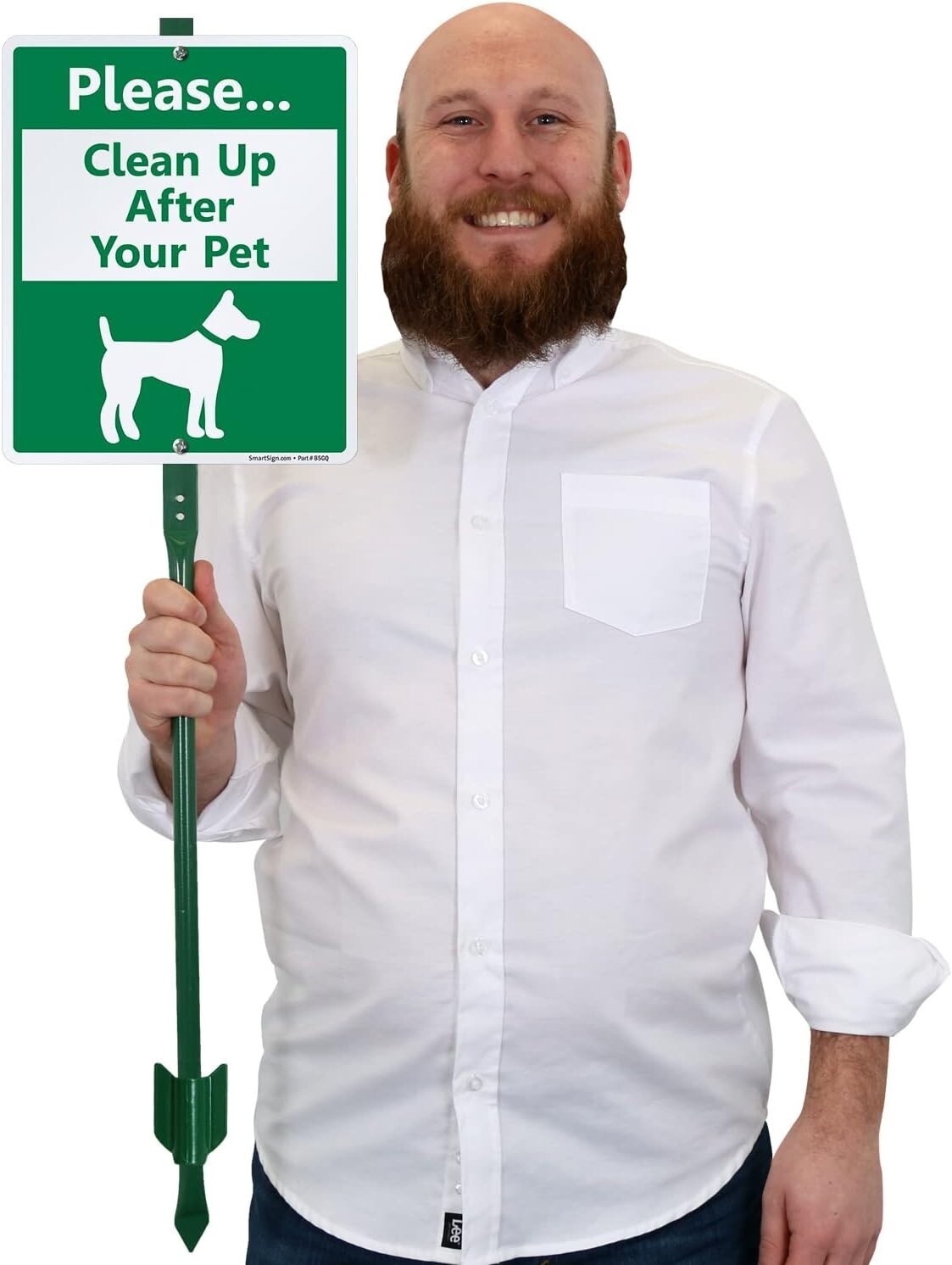 Weather-Resistant Dog Poop Sign 12×10″ – Attached 3′ Bend-Proof Steel Stake
