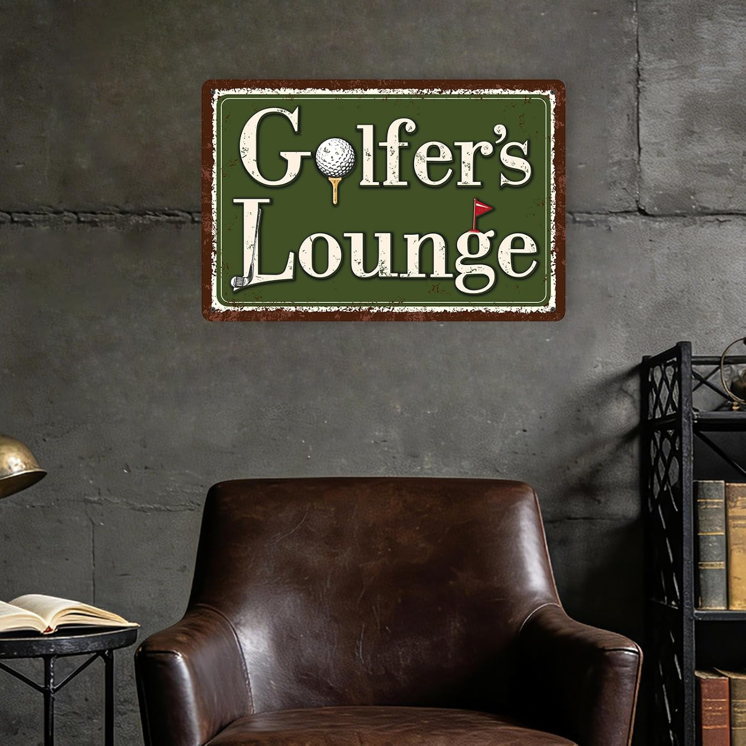 Golfers Lounge Metal Sign, 30X20Cm/12X8In Tinplate Vintage Golf Lounge Wall Art