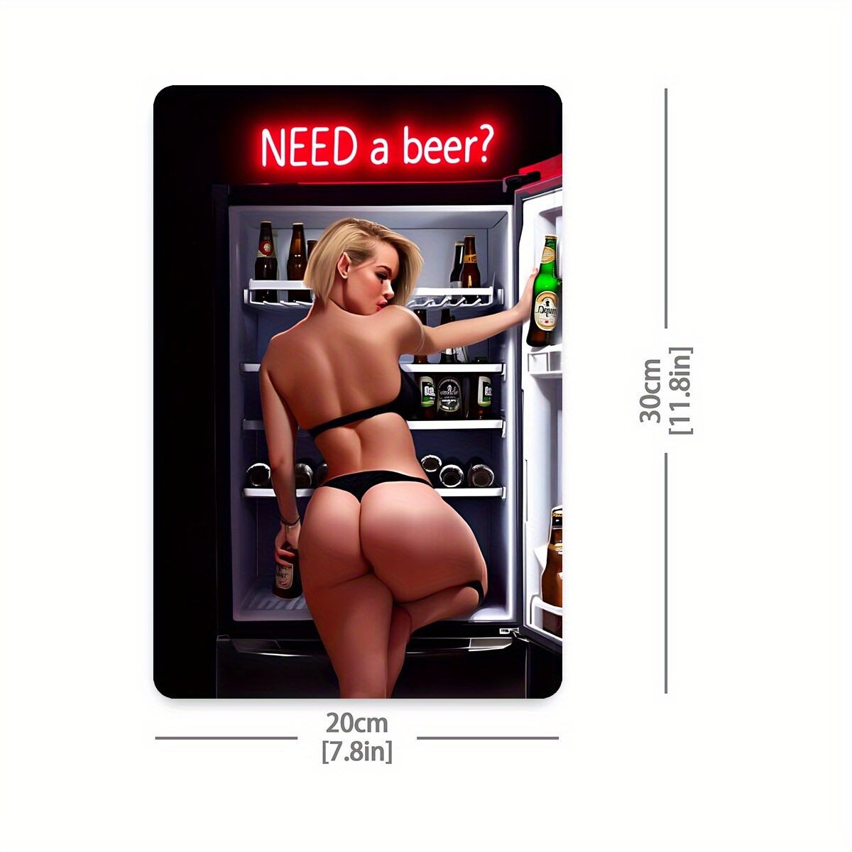 2D Flat – 1pc 8X12 Inch (20X30 Cm) Fun Beer Iron Metal Decorative Flat Plate – H