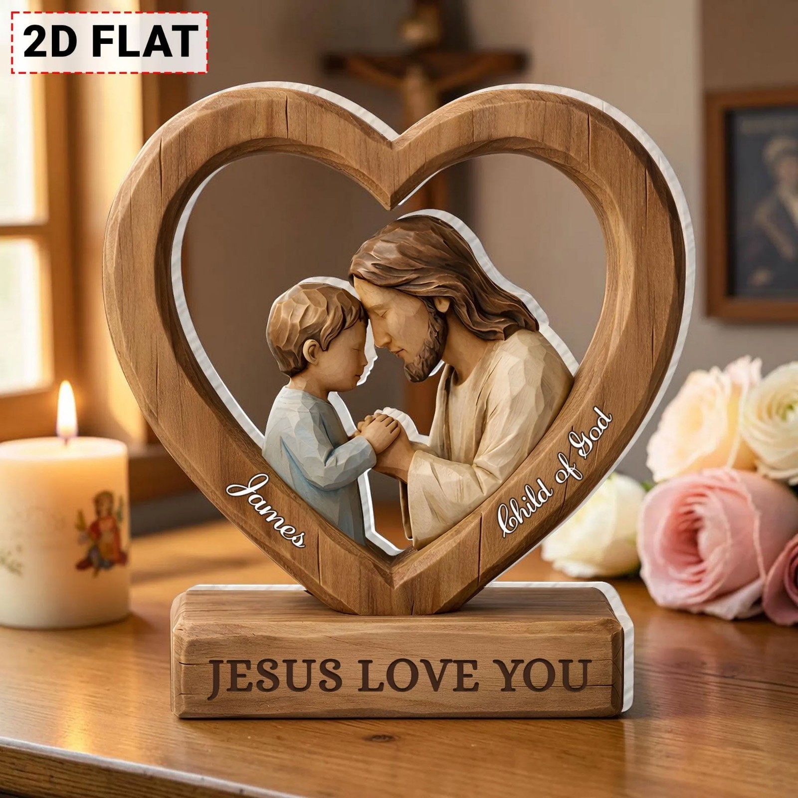 Jesus Loves You Acrylic Block Christian Baptism Gift Religious Nursery Decor