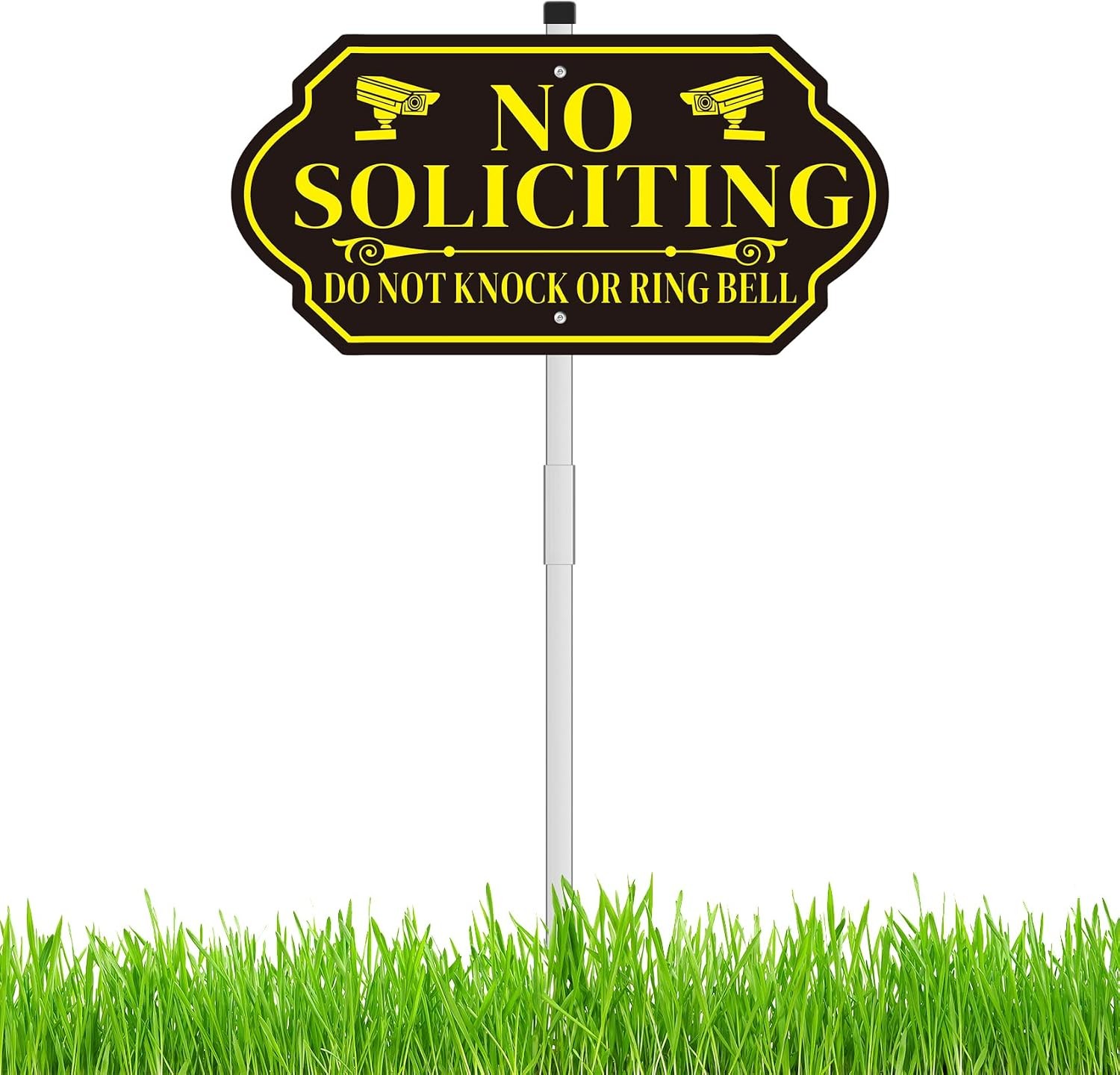 No Soliciting Sign with Stake for House – Adjustable Height Heavy Duty Aluminum