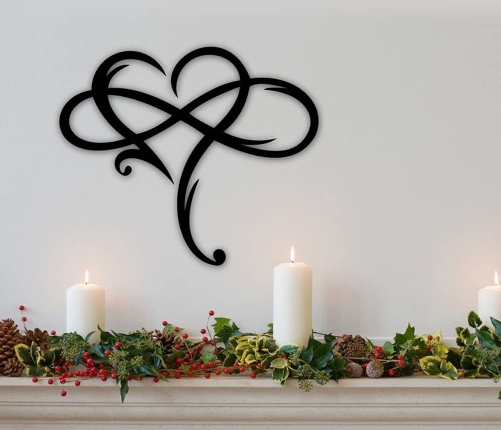 Infinity Heart Wall Decor, Unique Infinity Heart Metal Art Wall Decor Love Si…