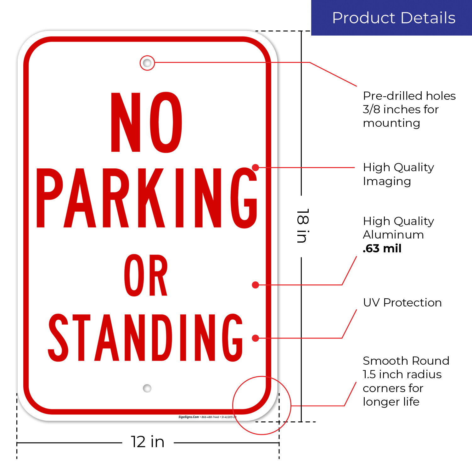 No Parking Or Standing Sign,