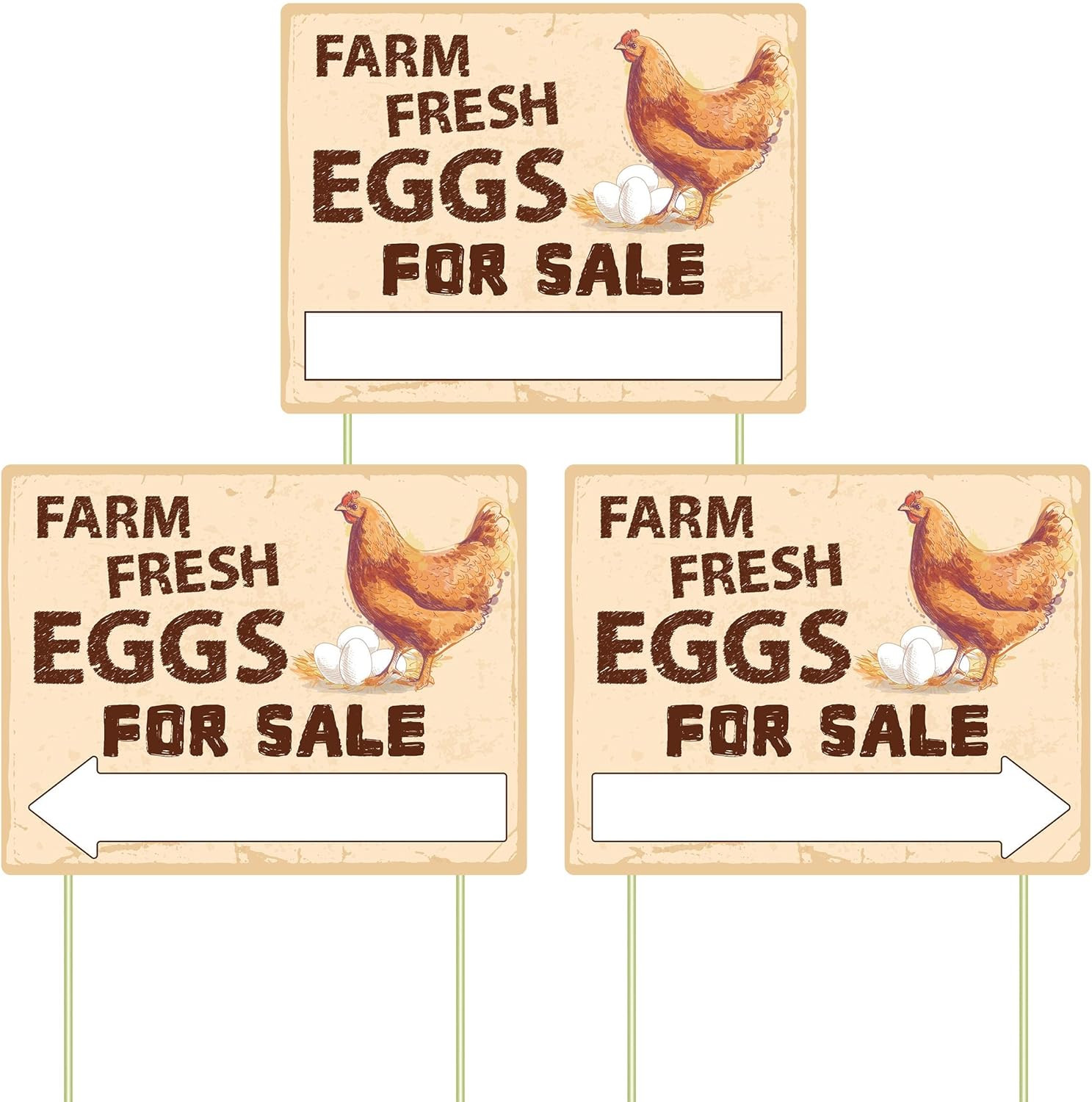 3Pcs Double Sided Farm Fresh Eggs Sign Eggs for Sale Sign Corrugated Plastic Fre