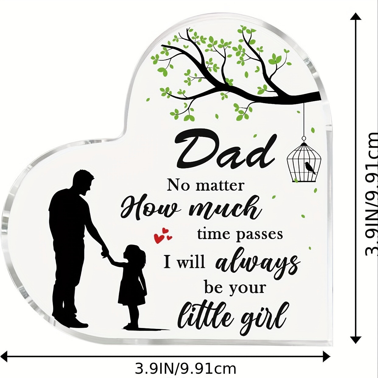 1 PC Dad Heart Acrylic Plaque Desktop Decoration Father’s Day Gift
