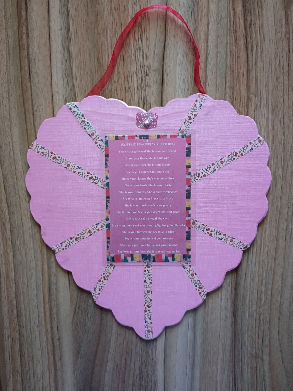 Big Heart Wall art Plaque/Sign Embellished Home Decor Poem two 3D Showbox