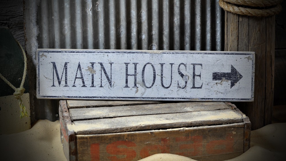 Custom Main Beach House Arrow Sign – Rustic Hand Made Vintage Wooden