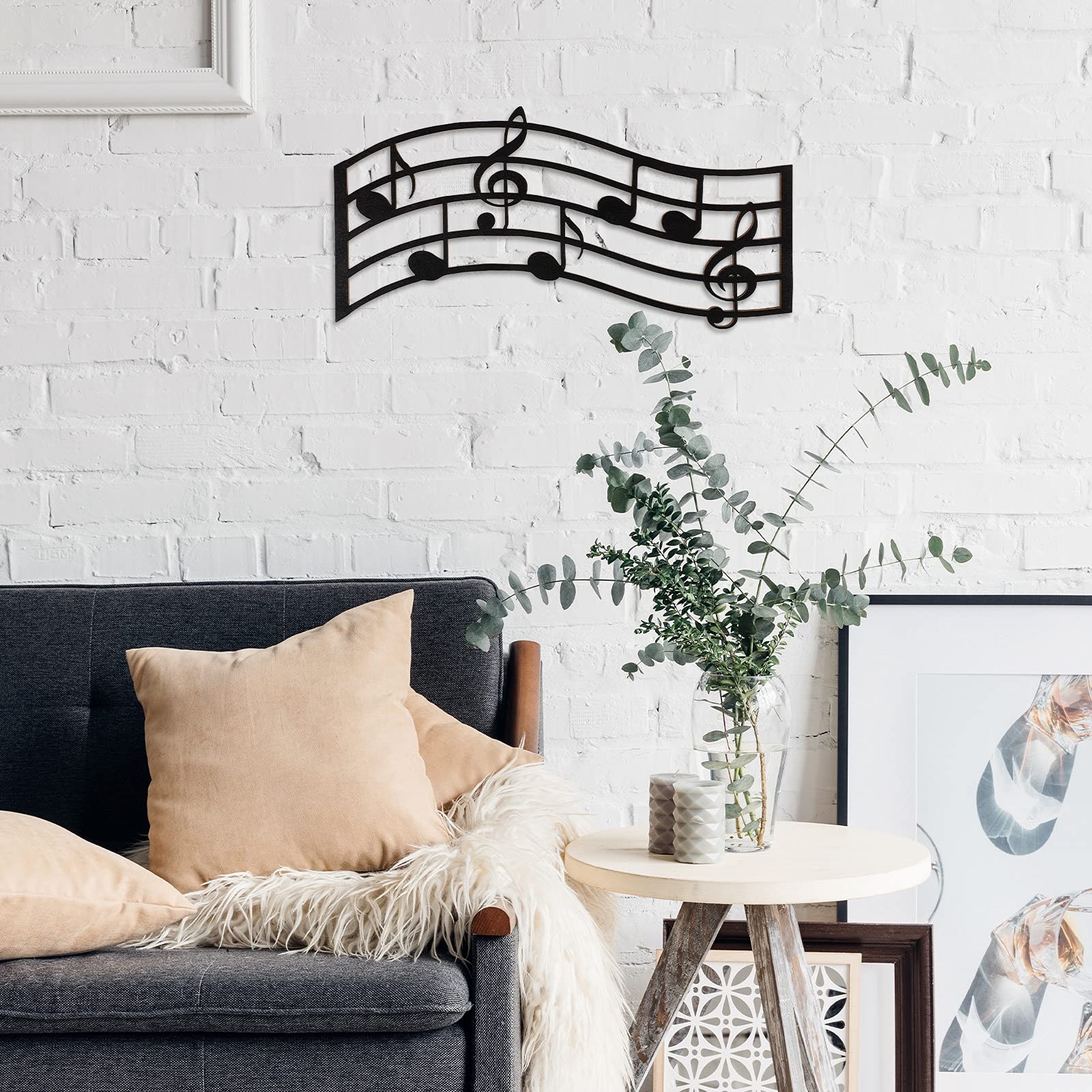 Jetec Music Notes Wall Decor Wooden Musical 15.8 x 7.9 x 0.2 inches, Black