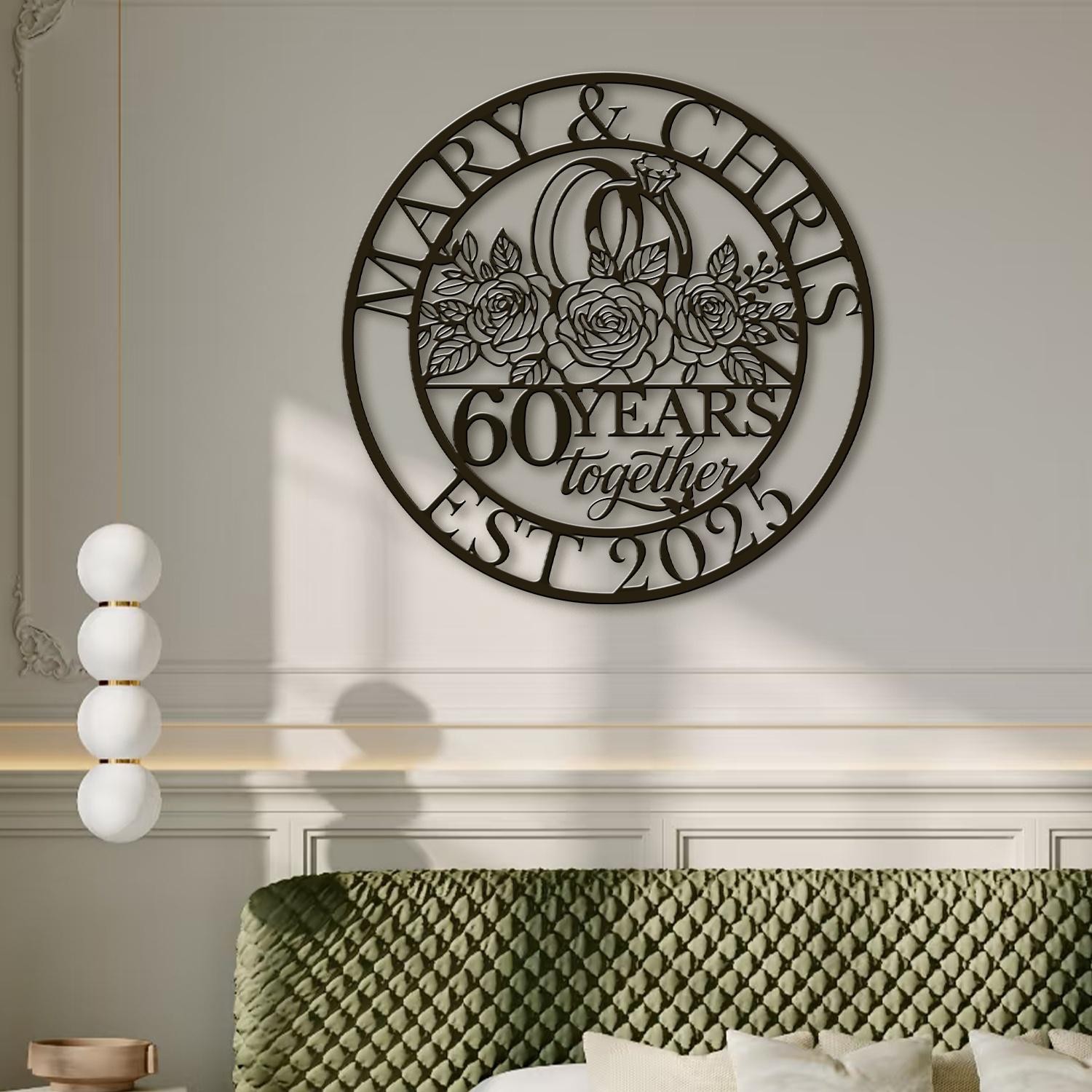Custom 60th Wedding Anniversary Metal Sign Personalized Wall Art Garden Decor