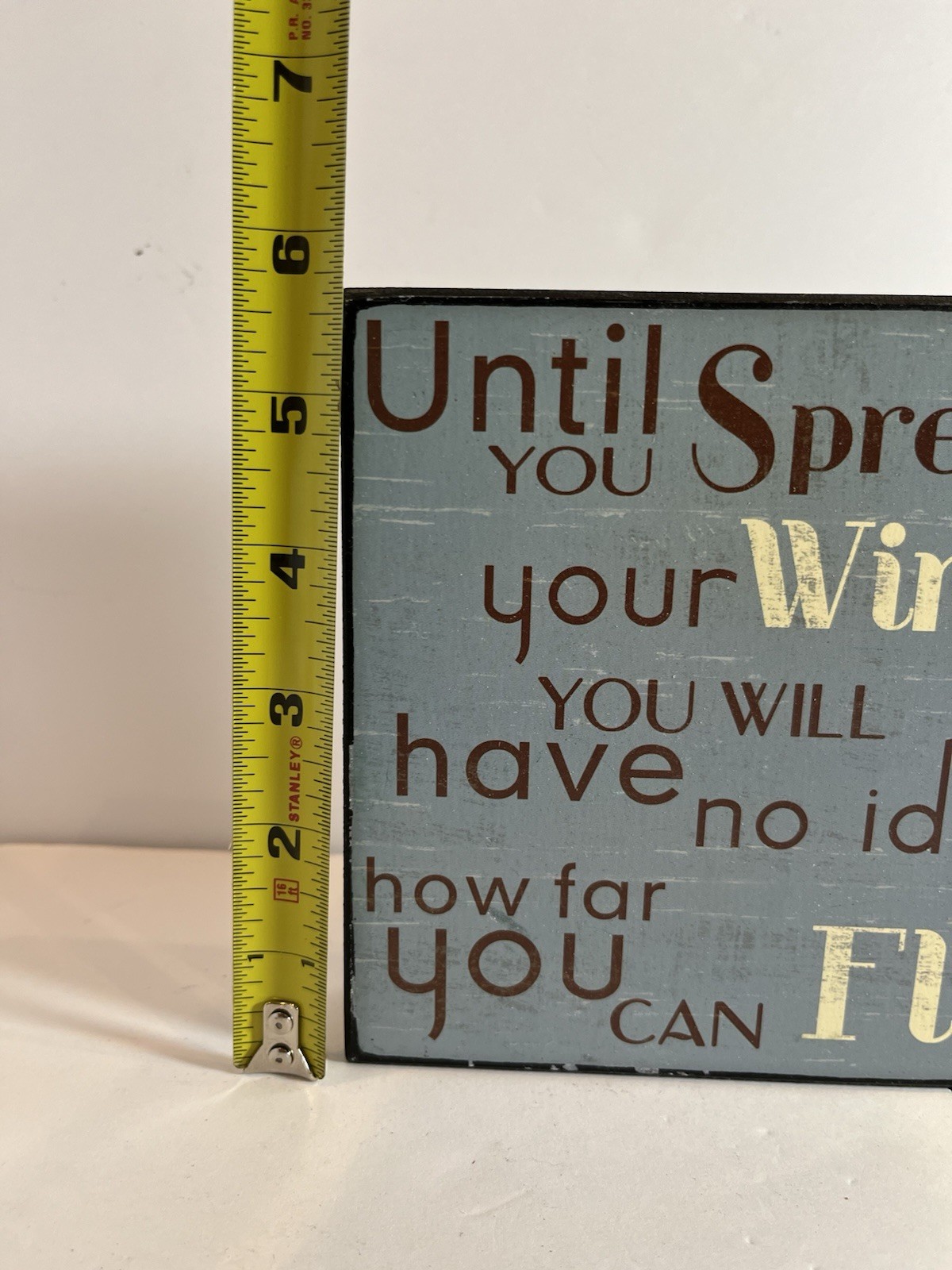 Hobby Lobby Inspirational Quote Plaque, Blue MDF Square 5.7in Distressed Wall