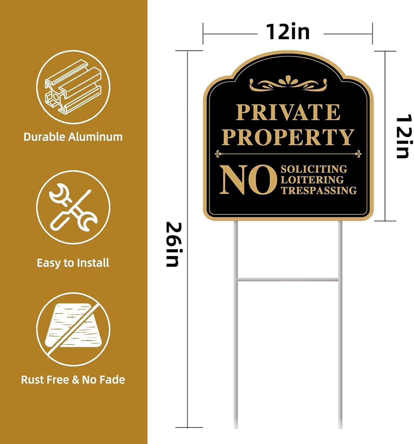 Private Property No Soliciting Sign for House, No Soliciting Yard Sign, 2-Pack 1