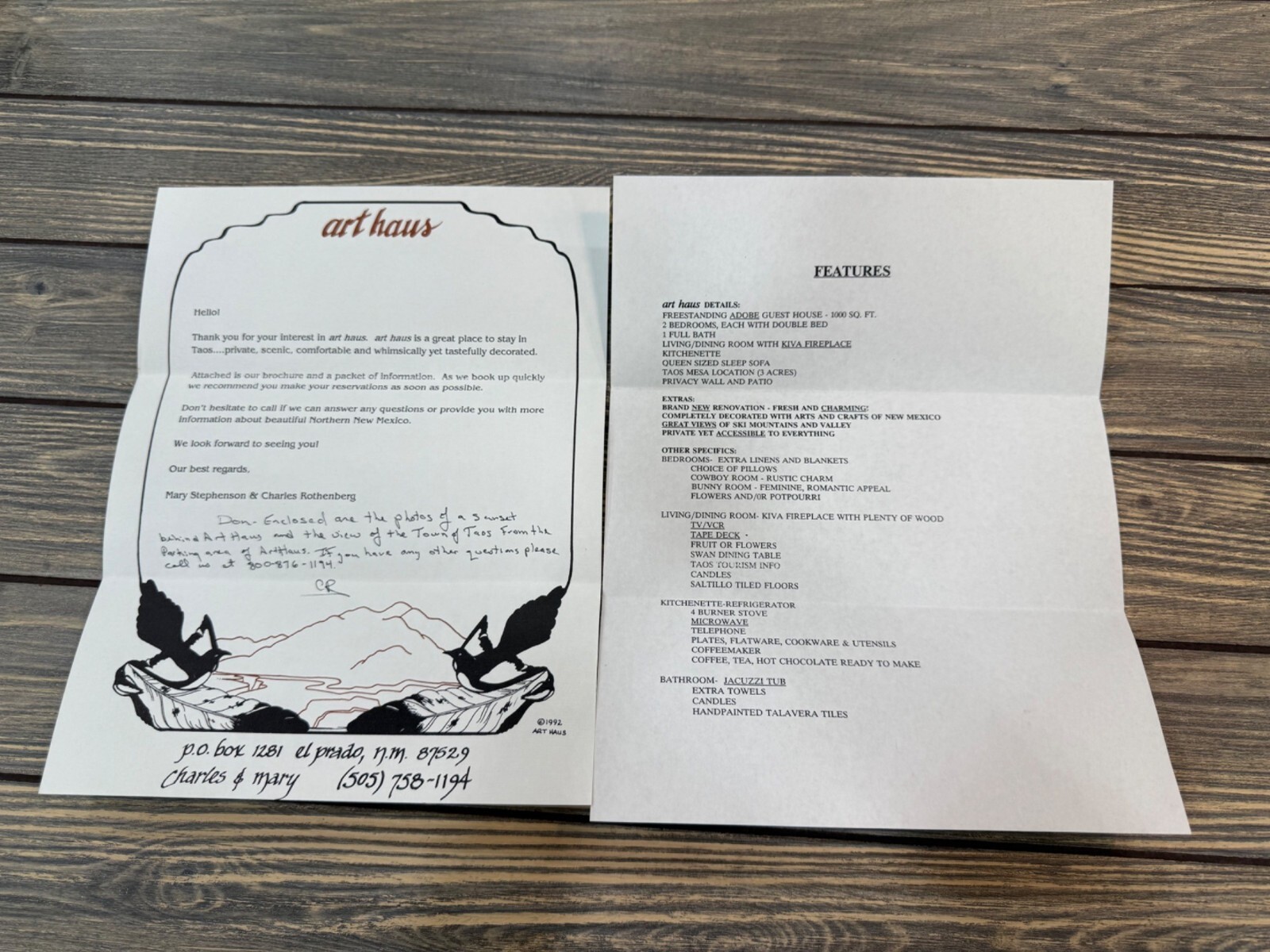Art Haus Vacation Rental Brochure Featuring Taos NM Adobe Guest House With Kiva