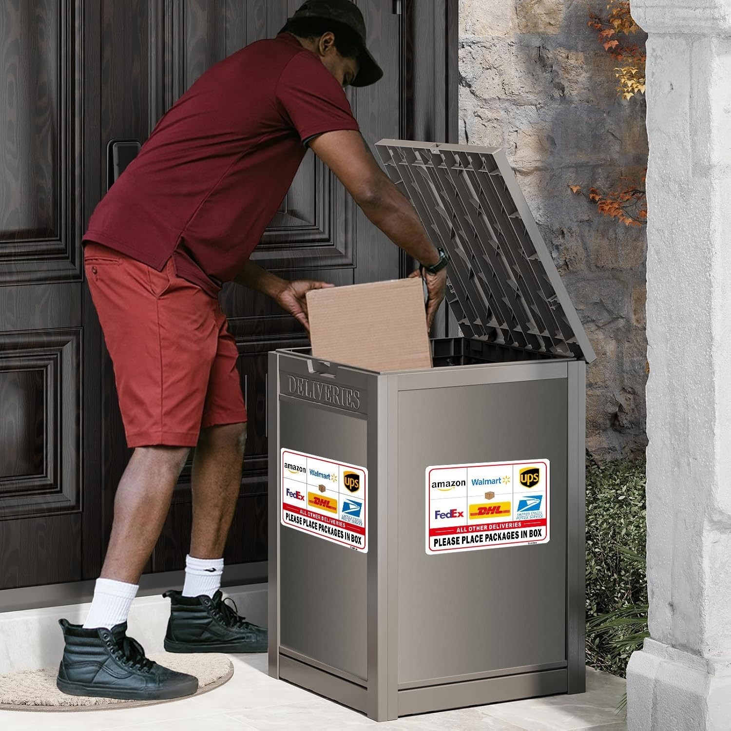 Please Leave Packages in Box Sign, Delivery Signs for Packages, 4 Pack 7X10 Inch