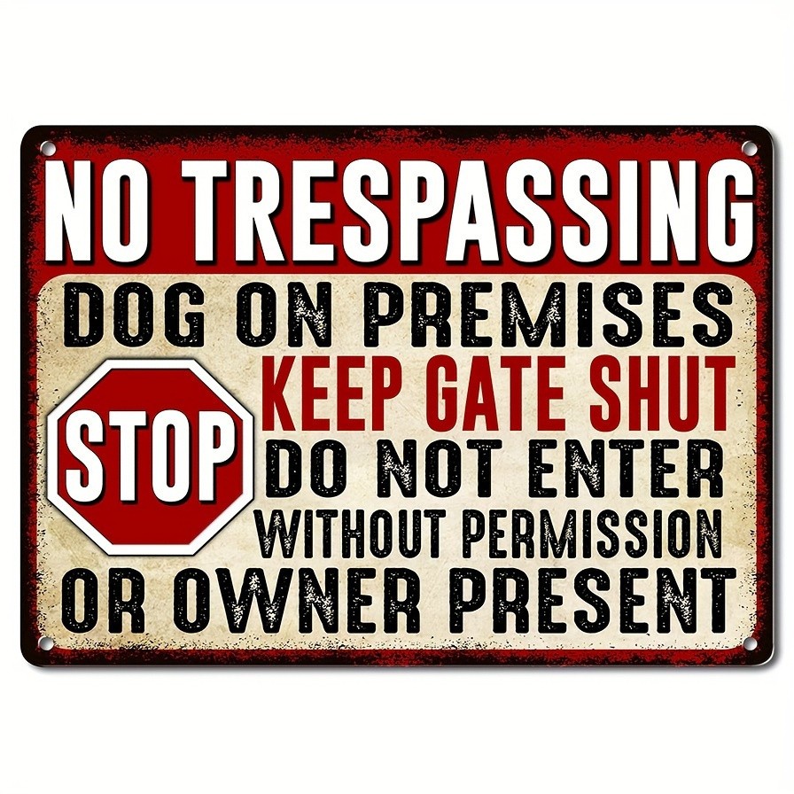 No Trespassing Sign Metal Red/Black/Beige 2D Flat