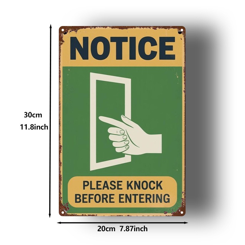 Distressed Style Metal Sign Notice Please Knock Before Entering Privacy Decor
