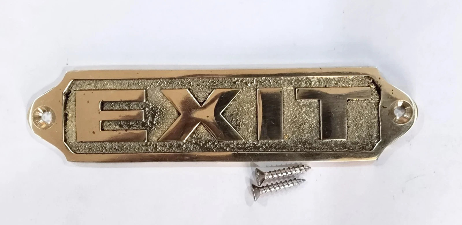 Solid Brass EXIT Sign Plaque – Door Wall Plate | 13cm – Screw Mount