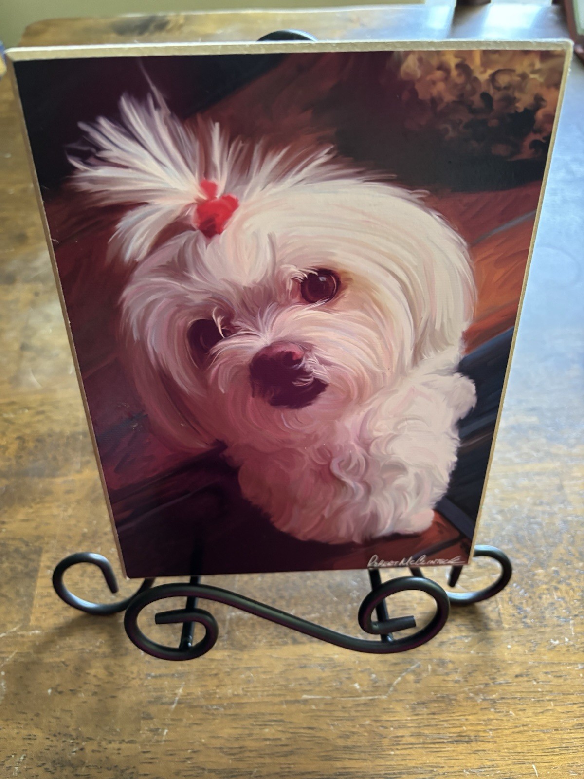 Robert McClintock Maltese Dog Wall Plaque Shabby Chic Pet Decor 2011