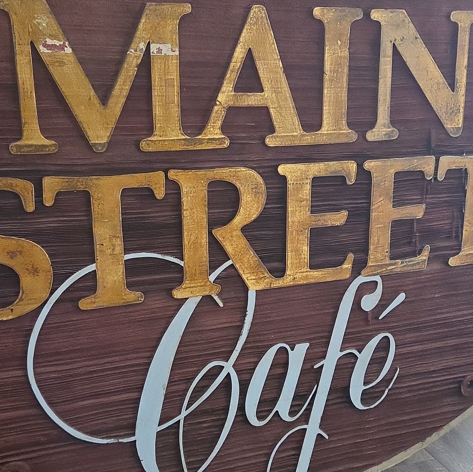 Large Antique Sign Main Street Cafe + Sillyheart Boutique Doublesided Home Decor