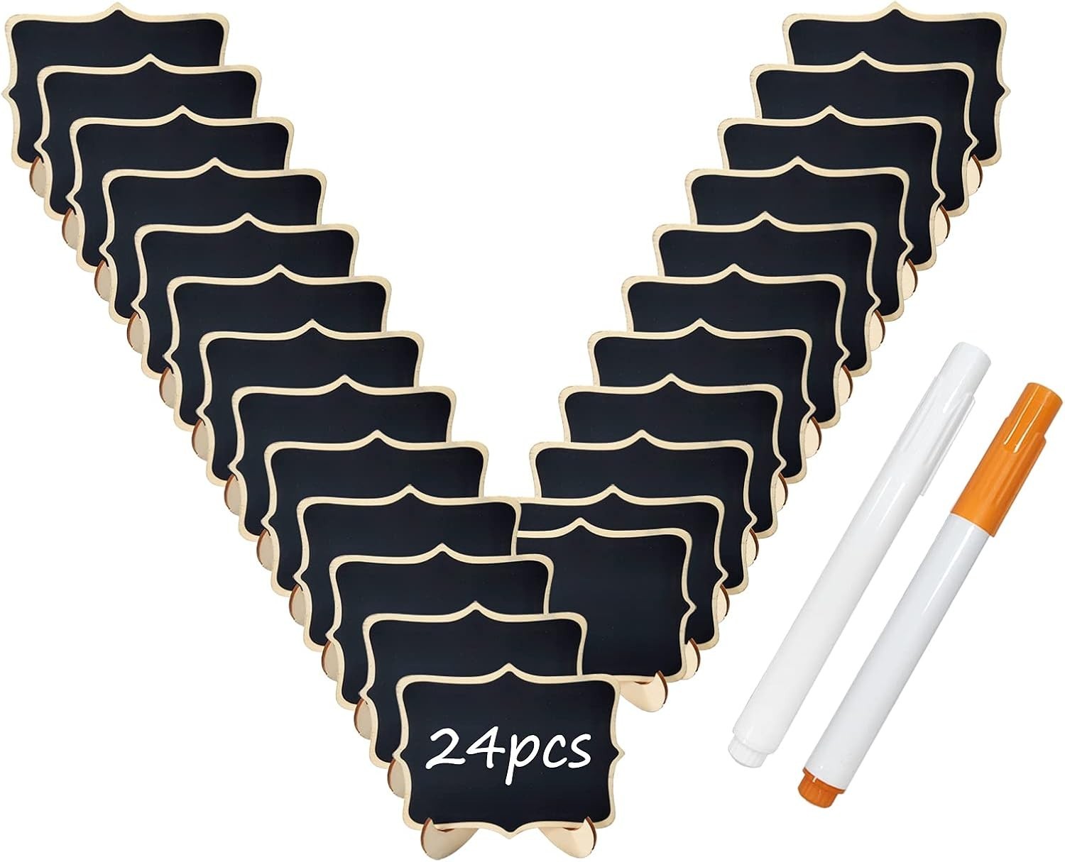 24 Pcs Wooden Mini Chalkboards Signs for Food Signs, Wedding Signs, Message S…