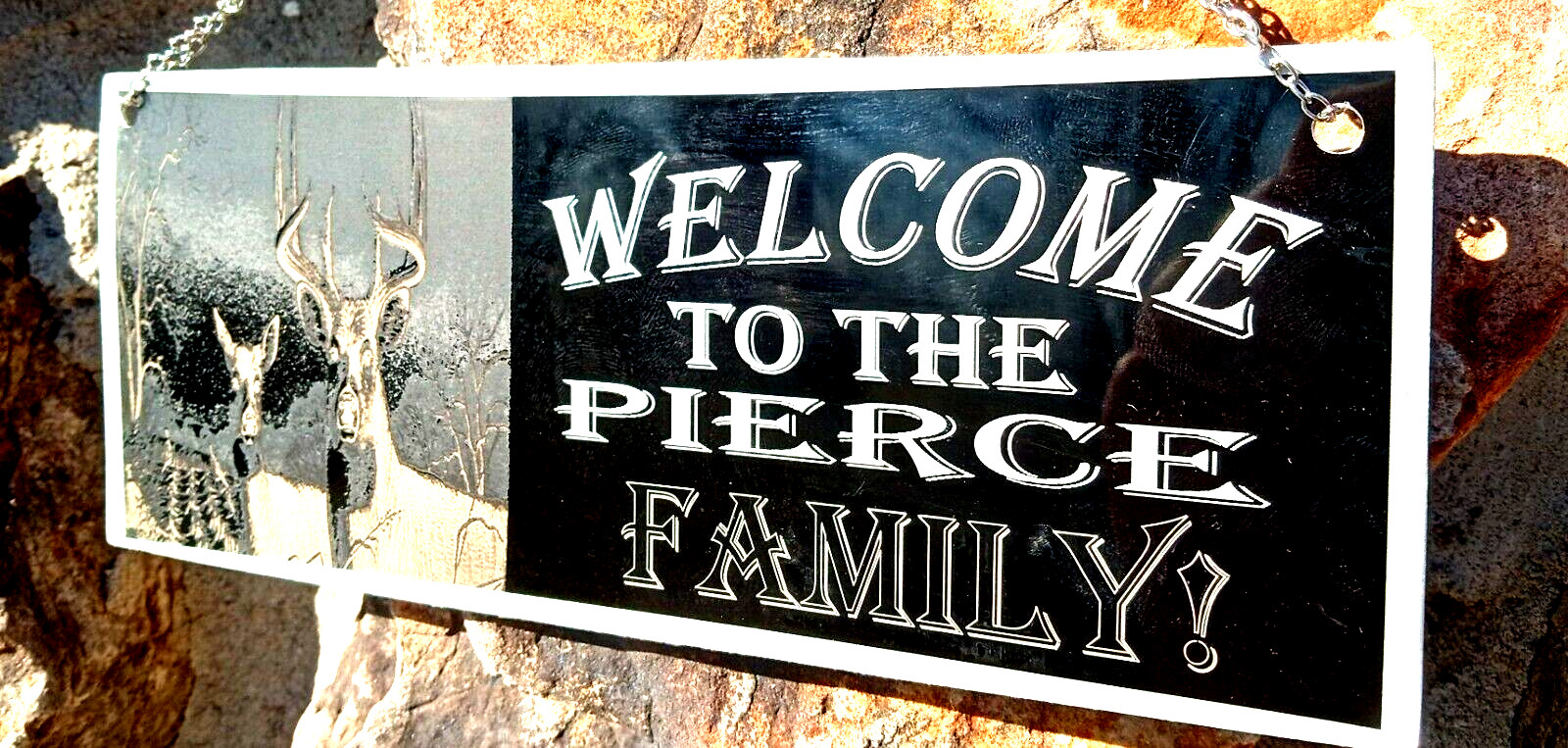 New Personalized Aluminum Metal Sign/Chain Customized Custom Text 3″ x 8″ Size