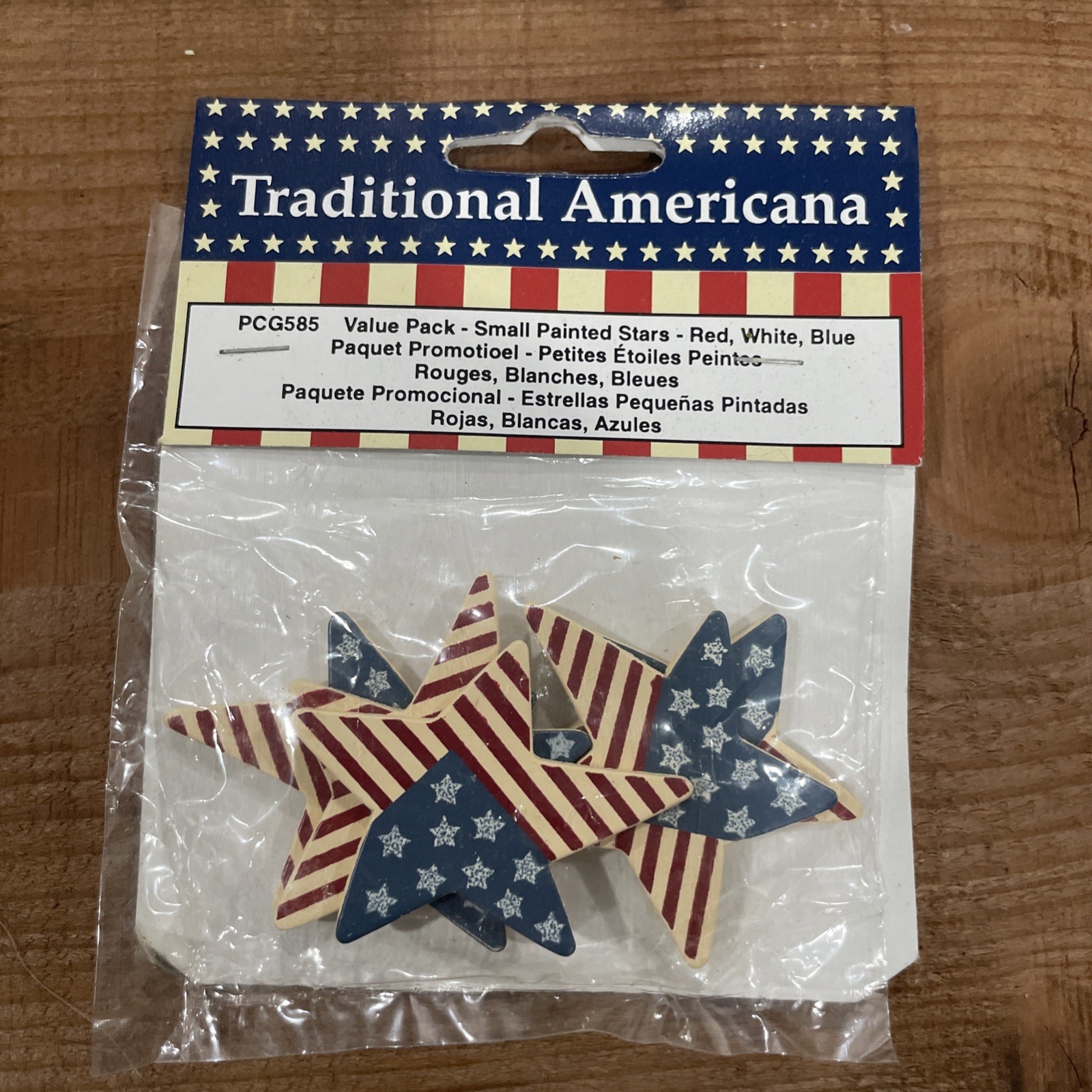 Traditional Americana Small Painted Wood Stars Red White Blue Patriotic 1.5 X 2