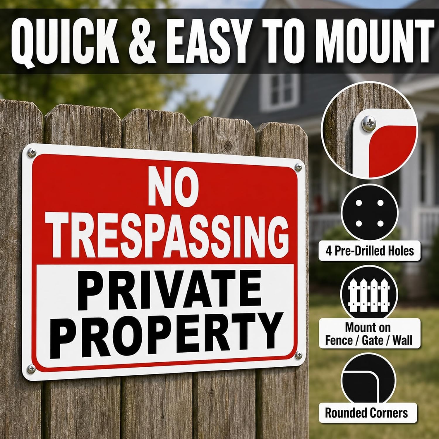 No Trespassing Signs 2 Pack Aluminum 10×7 Inch Reflective Property Security