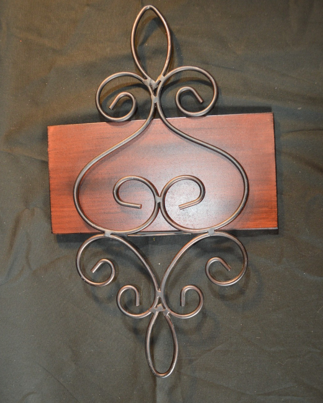 Wrought Iron Scroll Wall Photo Frame Wood Panel Rustic Tuscan Decor 10” Wide