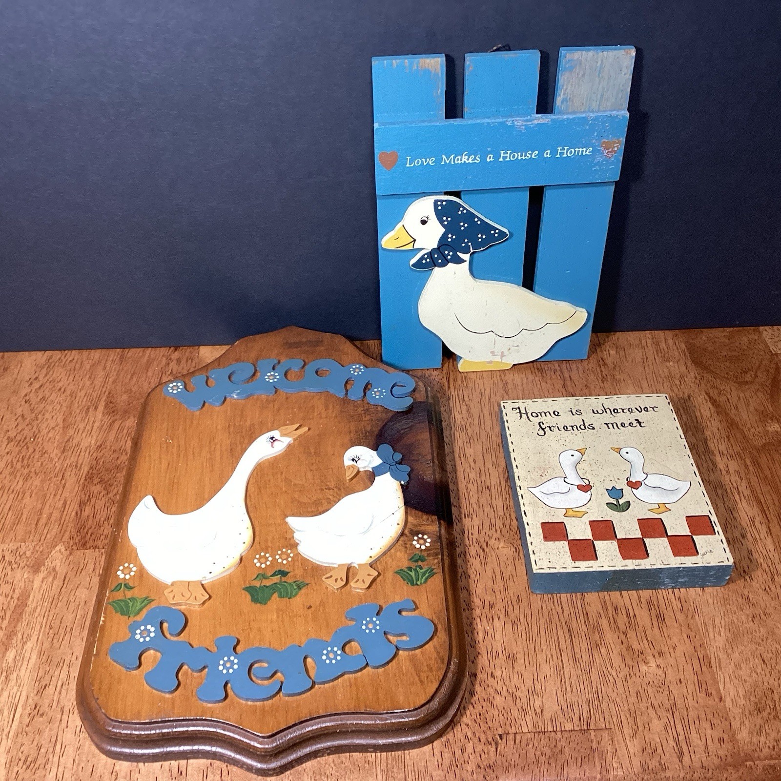 Vintage Lot 3 Wood Goose Wall Decor Country Farmhouse Cottage Rustic