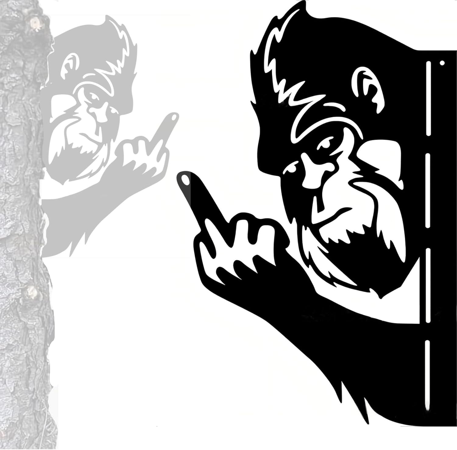 Peaking a Boo Flipping off Bigfoot Animal Metal Sign Art Ornament, Animals Peeki