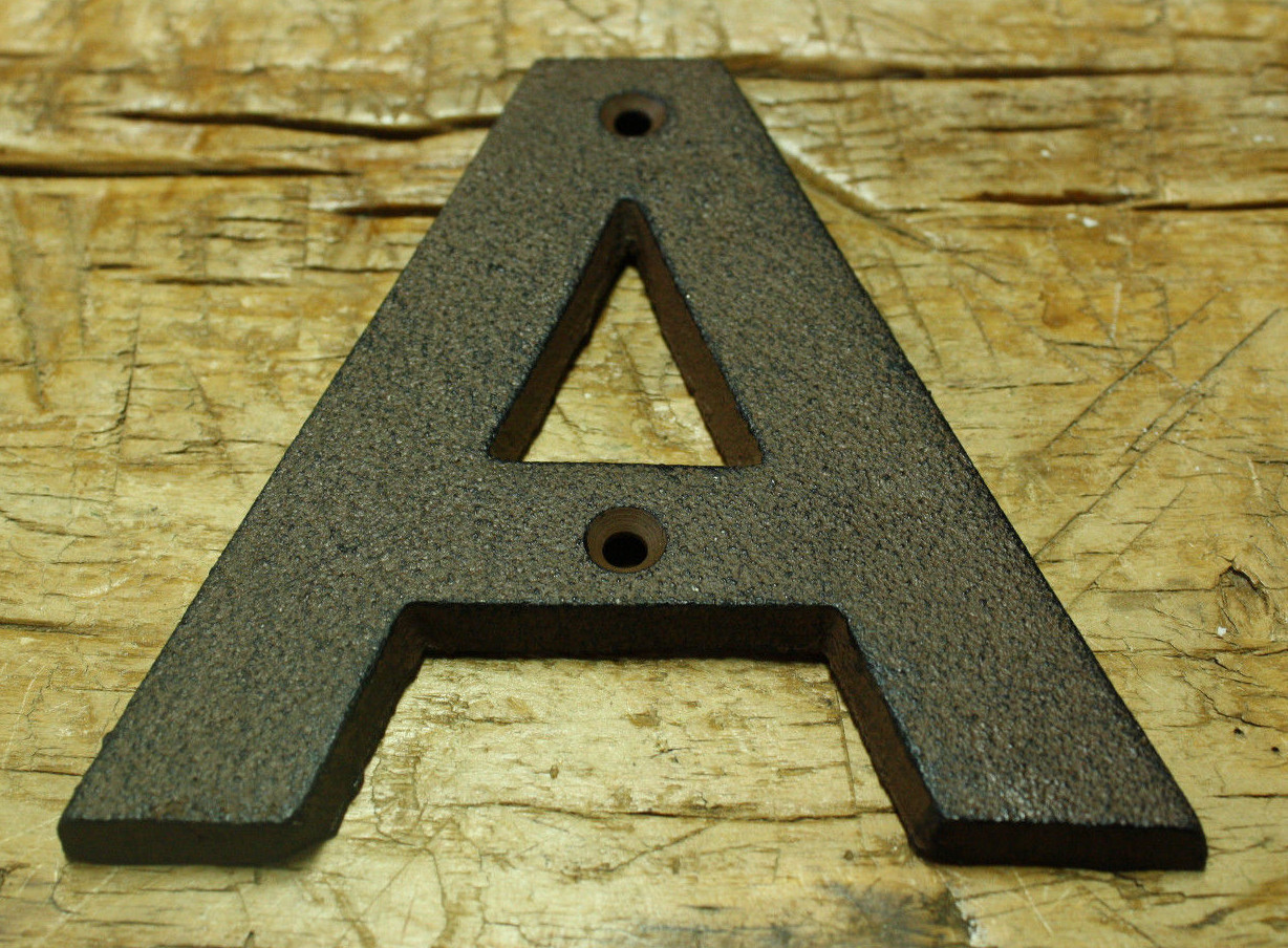 Cast Iron Industrial LETTER A Sign Rustic Brown 5″ tall Alphabet