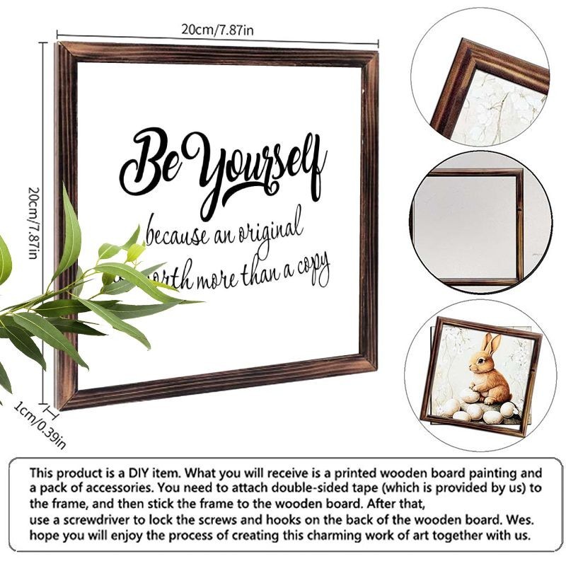 Teen Room Decor “Be Yourself” Quote Framed Wooden Sign Housewarming Gift