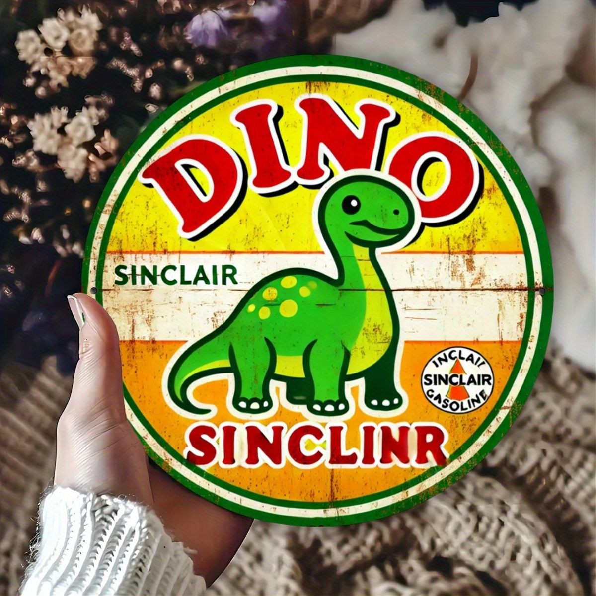 Sinclair Dino Gasoline Metal Sign Retro 2D Flat Tin Wall Decor Vintage Gas Style